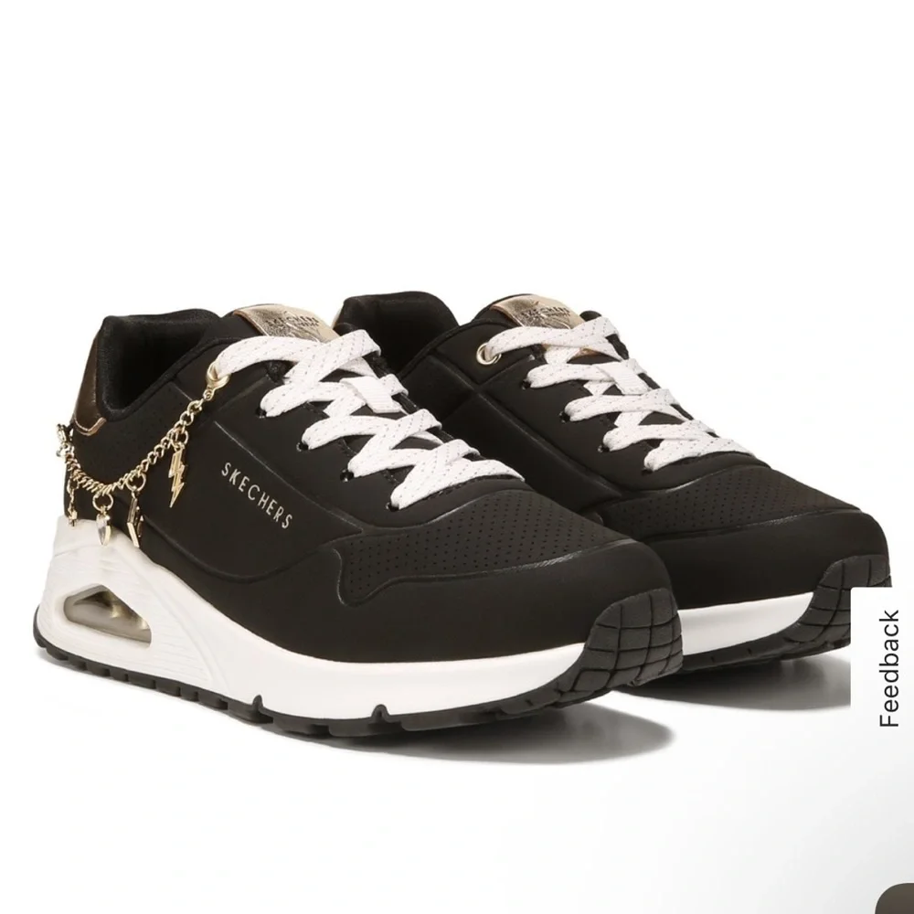 Skechers Street Uno Black and White Kids' Street Uno Sneakers - Picture 2 of 10